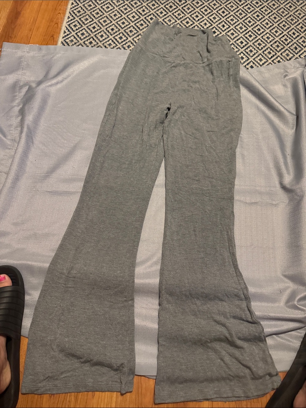 Aerie Gray Wide-Leg Knit Pants